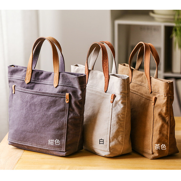 帆布×本革　トートバッグ　ランチバッグ　ショルダーバッグ　弱撥水　名入れ　2way 18枚目の画像