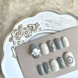 ネイルチップ くすみカラー 水色 シンプル ぷっくり 韓国 オーダーネイル 8adcbe48a3698422eebe3f7895cdb6