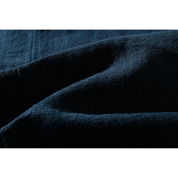 綿麻パンツ　中厚ロングパンツ　ウエストにタック　ゆとりパンツ　ゴムウエスト　ネイビー　 L148NV 7枚目の画像