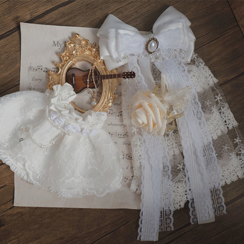 20cmぬいぐるみ服/ぬいぐるみ結婚式純白花嫁衣装/ぬいちゃんレース洋式 