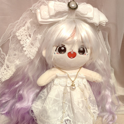 ぬい服16cm*♡純白レースロングドレス・アンティークフラワー