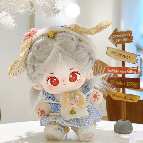 20cmぬいぐるみ 着せ替えぬいぐるみ かわいい 銀髪赤目の少女 骨格付き