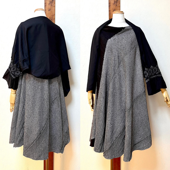 絞りの兵児帯からのリメイクワンピース