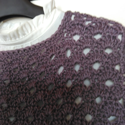 ニットベスト　あずき色　Lサイズ　ポリエステルヤーン　手編み 2枚目の画像