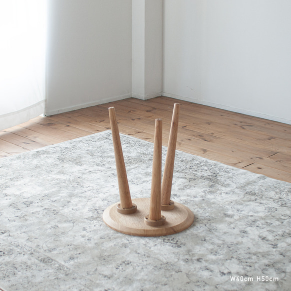 オーク材のサイドテーブル［2サイズ 40cm・50cm] 高さも選べます。セミオーダー 日本製 天然突板 8枚目の画像