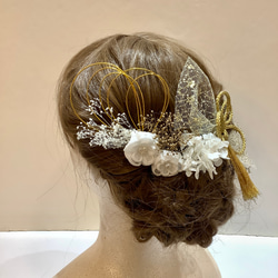 プリザーブドフラワー　髪飾り　ヘッドドレス　ヘアアクセサリー　水引き 2枚目の画像