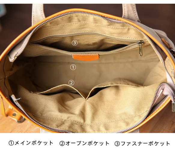 帆布 x 真皮手提包商務包款單肩包 2way 大容量筆記型電腦 A4 8118# 第5張的照片