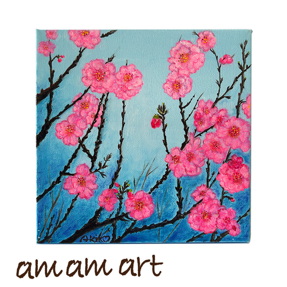桜 「 そして花開く未来 」 20cmX20cm 正方形  水彩画 原画 木枠付きキャンバス アート  インテリア 2枚目の画像
