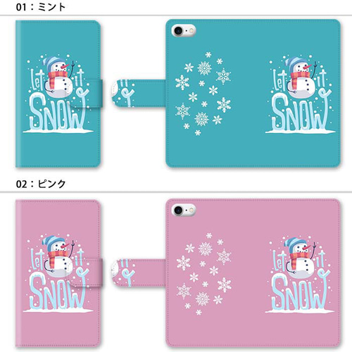 ほぼ全機種対応 スマホケース 手帳型 雪だるま スノーマン スノー 雪  
