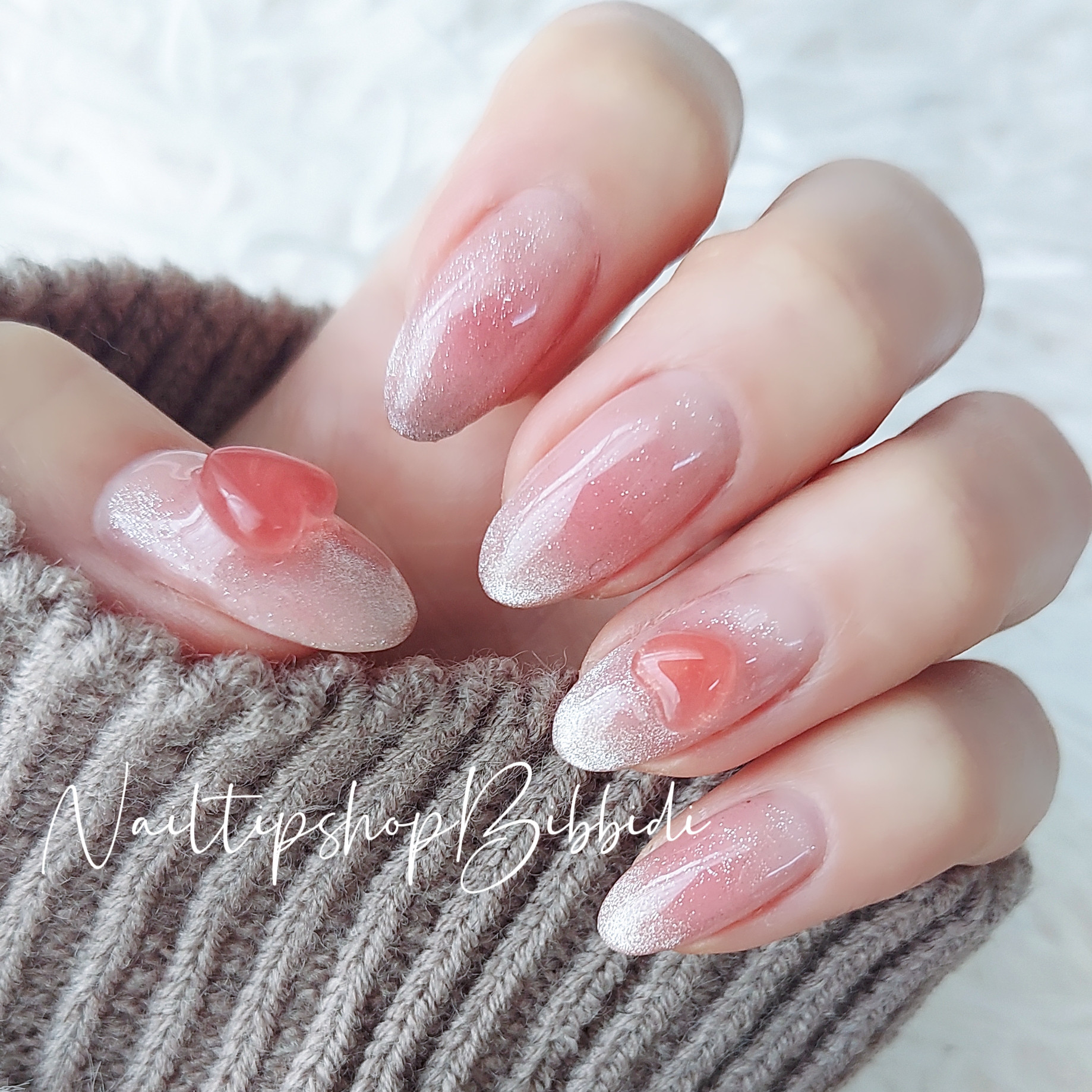 ネイビーマグネット♡ネイルチップ Attention (Oval) - FINGER SUIT(フィンガースーツ)ネイルチップ