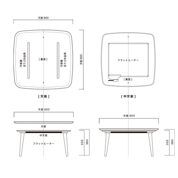 オーク材のスクエアこたつ / こたつ単体［90cm] フラットヒーター 節電 テーブル 日本製 H3233323688(24990円)