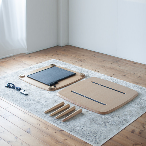 オーク材のスクエアこたつ / こたつ単体［90cm] フラットヒーター 節電 テーブル 日本製 H3233323688(24990円)