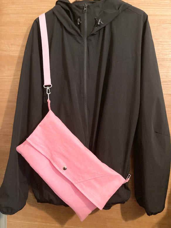 桜色のピンクのインド綿の斜めがけショルダーバッグ ショルダー