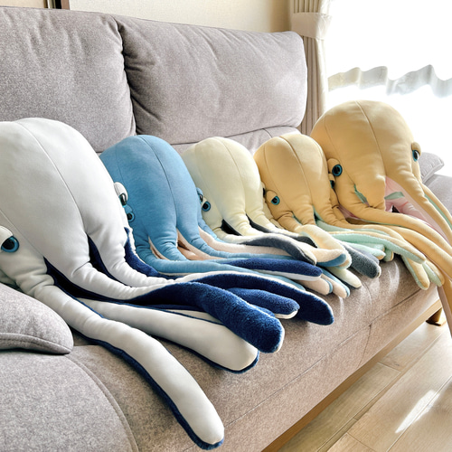 おねむのタコくんJr.【スカイブルー×クリームホワイト】 ぬいぐるみ