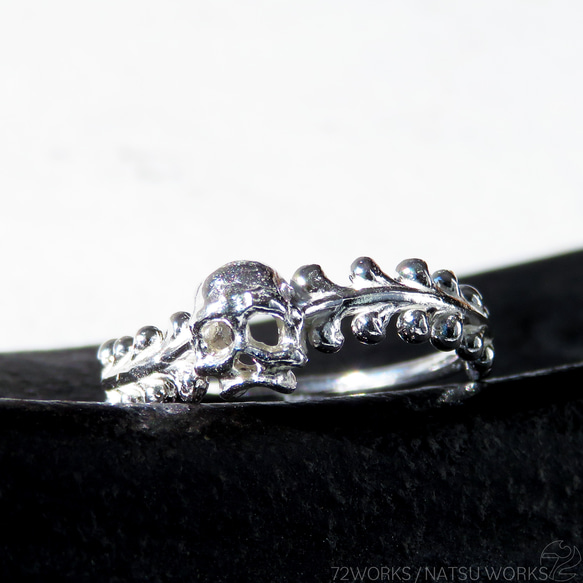 ボタニカル スカル リング / Botanical Skull Silver Ring 4枚目の画像