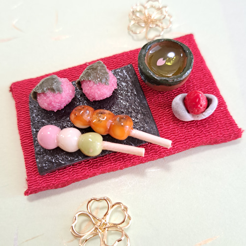 ミニチュアスイーツ 春の和菓子 その他置物 まっちゃのお庭(販売