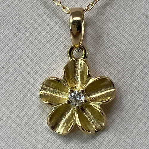 k18YG AU750 18金天然ダイヤモンド0.03ct 桜ペンダント