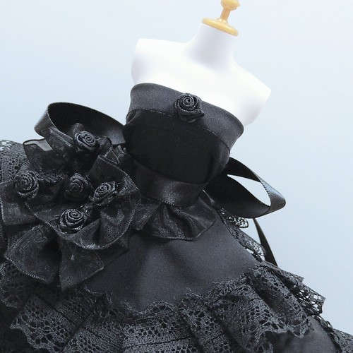 一点物ミニチュアロングドレス☆ゴシック黒薔薇ブラック魔女ゴスロリ