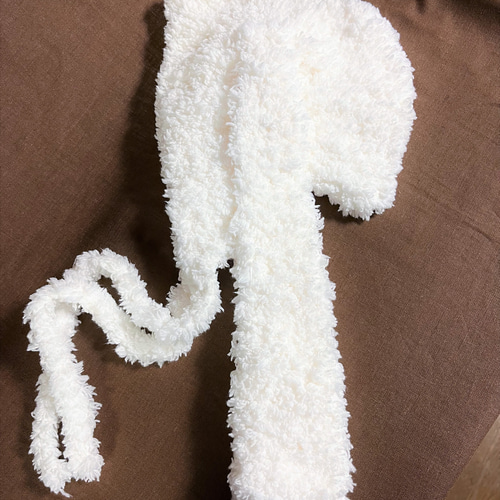 うさぎ耳ボンネット帽子KH 耳長め 白 大人用 ニット帽・ビーニー