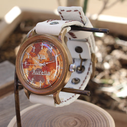 手工手錶Via Aurelia（十字鍍金錶盤（白色）&amp;義大利牛皮（白色）） 第4張的照片