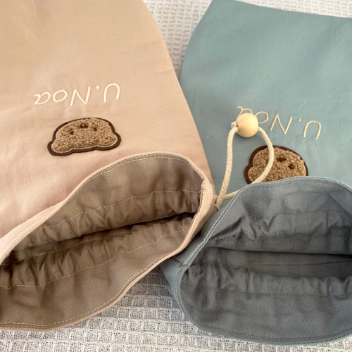 オーダー可♡巾着袋 くま 体操服入れ 名前入り レッスンバッグ オーダー可♡巾着袋 くま 体操服入れ 名前入り レッスンバッグ