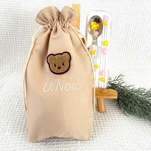オーダー可♡巾着袋 くま 体操服入れ 名前入り レッスンバッグ