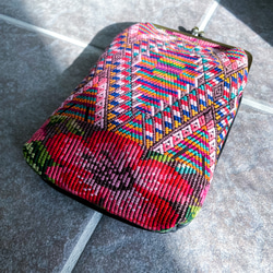 Guatemalan Huipil Mini Bag #1／グアテマラ ウィピル がま口バッグ ポシェット スマホケース 4枚目の画像