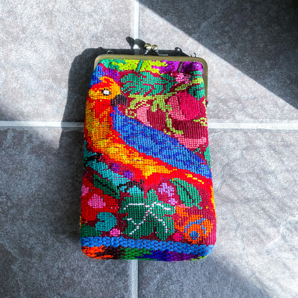 Guatemalan Huipil Mini Bag #3／グアテマラ ウィピル がま口バッグ ポシェット スマホケース 1枚目の画像