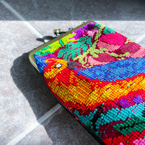 Guatemalan Huipil Mini Bag #3／グアテマラ ウィピル がま口バッグ ポシェット スマホケース 3枚目の画像