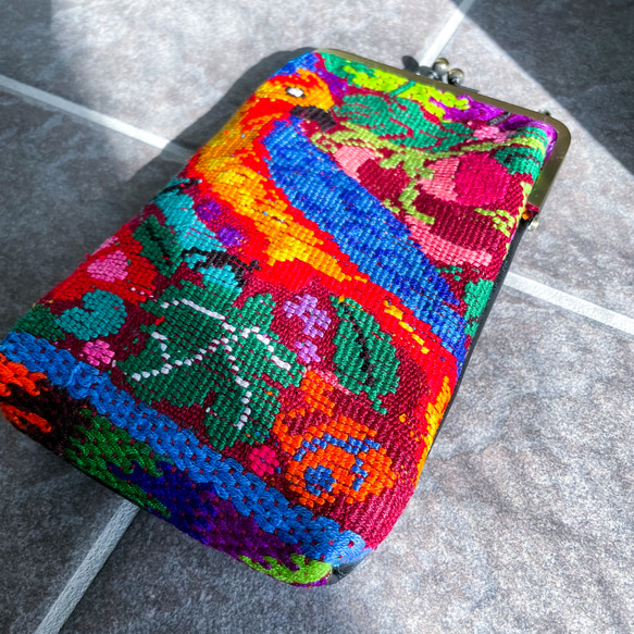 Guatemalan Huipil Mini Bag #3／グアテマラ ウィピル がま口バッグ ポシェット スマホケース 2枚目の画像