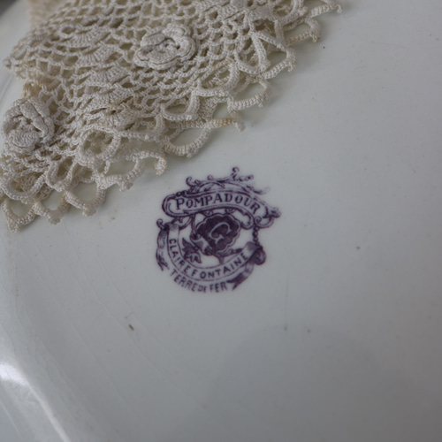 1890年代製 フランス クレールフォンテーヌ窯のポンパドゥールプレート33cm 1890年代製 フランス クレールフォンテーヌ窯のポンパドゥール