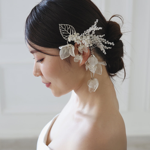 公式 HA-160]ウェディング リーフ フラワー 小枝 ヘアアクセサリー ヘアアクセサリー