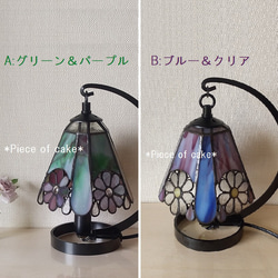 ステンドグラス花模様のランプ（ミニフラワー） (LP-09)＜シェイド・インテリア・八角形＞ 2枚目の画像