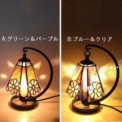 ステンドグラス花模様のランプ（ミニフラワー） (LP-09)＜シェイド・インテリア・八角形＞ 3枚目の画像