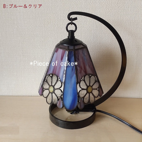 ステンドグラス花模様のランプ（ミニフラワー） (LP-09)＜シェイド・インテリア・八角形＞ 13枚目の画像