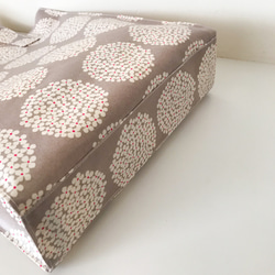 【北欧 ブーケ】ラミネート の トートバッグ/A4サイズ〖グレージュ〗サブバッグ 4枚目の画像