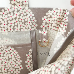 【北欧 ブーケ】ラミネート の トートバッグ/A4サイズ〖グレージュ〗サブバッグ 7枚目の画像