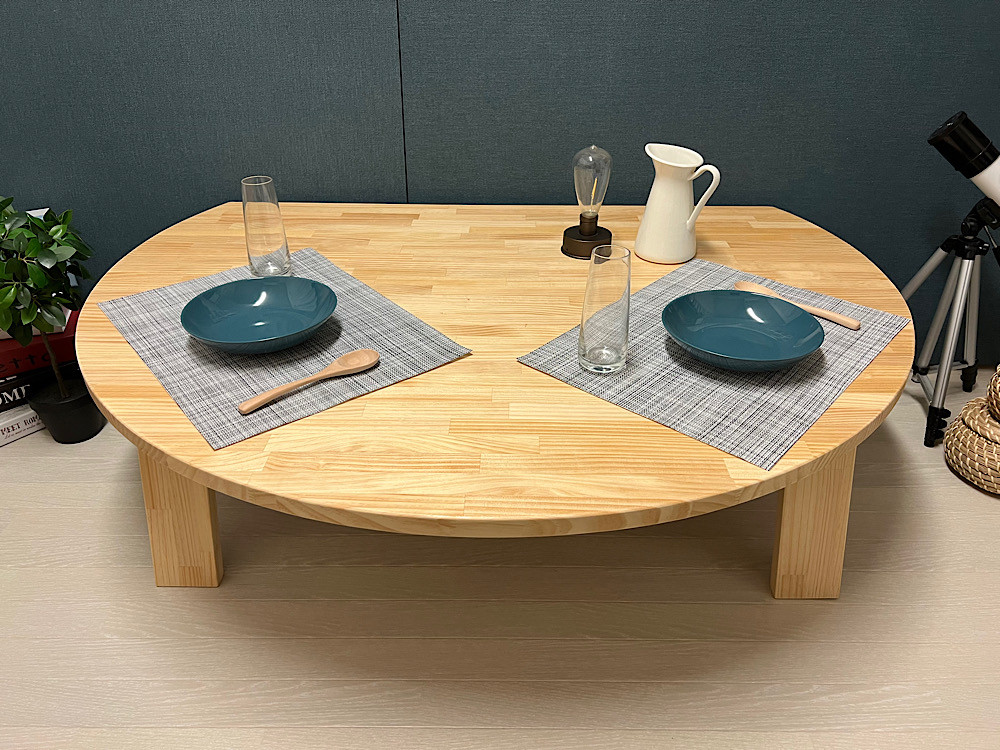 国産品 ローテーブル 半月形 120×90cm パイン ナチュラル 木製