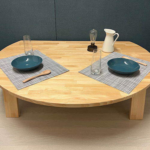 送料無料】 ローテーブル 半月形 かまぼこ 120×90cm パイン ナチュラル