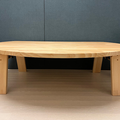 送料無料】 ローテーブル 半月形 かまぼこ 120×90cm パイン