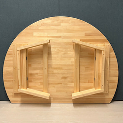 【送料無料】 ローテーブル 半月形 かまぼこ 120×90cm パイン ナチュラル 木製折りたたみ脚 13枚目の画像
