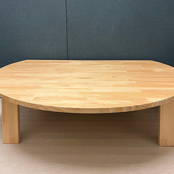 【送料無料】 ローテーブル 半月形 かまぼこ 120×90cm パイン ナチュラル 木製折りたたみ脚 9枚目の画像
