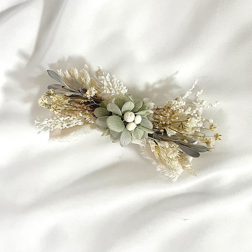 3way .* ドライフラワー 蝶ネクタイ02 / ホワイト×グリーン シンプル