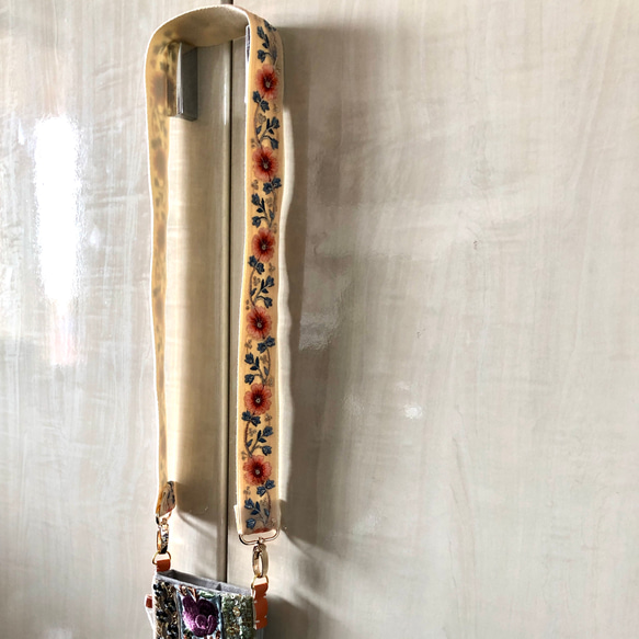 [約120cm] スマホストラップ　ショルダーストラップ　リボンストラップ　インド刺繍リボン　 7枚目の画像