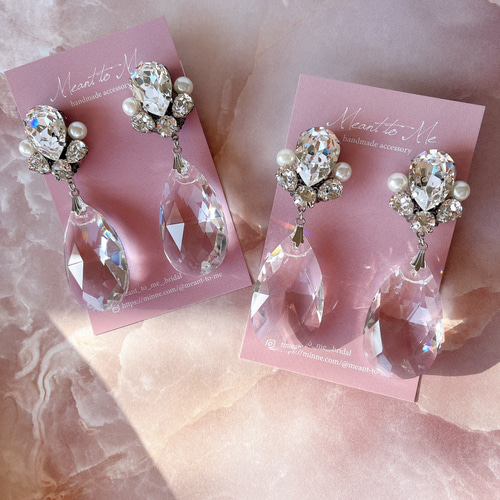 ウェディング 結婚式 ブライダル クリスタル アクセサリー パール Drop