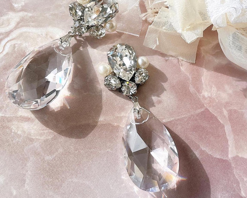 ウェディング 結婚式 ブライダル クリスタル アクセサリー パール Drop