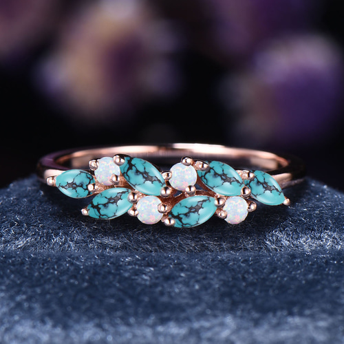 12月の誕生石 ターコイズ 10月の誕生石 オパール リング クラスター