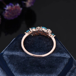 12月の誕生石 ターコイズ 10月の誕生石 オパール リング クラスター 結婚指輪 記念日 誕生日 ジュエリー ギフト 4枚目の画像