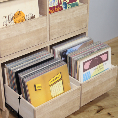 木製 レコード キャビネット 収納付き 注文製作＿ディグれるレコードキャビネット＿7インチ1x3とLP1x2