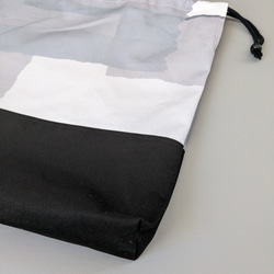 ❉アートな柄の帆布の体操着袋(３８×３４)❉（灰A) (裏地なし、しっかりロックミシン仕上げ) 7枚目の画像